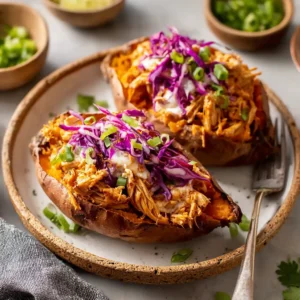 Easy BBQ Chicken Stuffed Sweet Potatoes