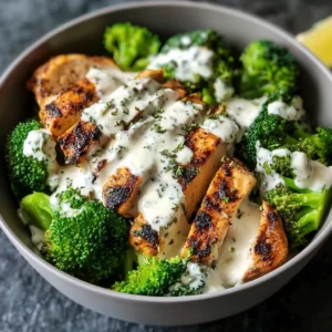Savor Grilled Chicken Broccoli Bowls with Creamy Garlic Sauce