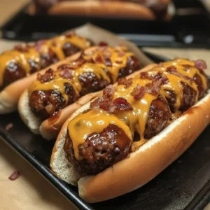 Bourbon BBQ Bacon Cheeseburger Meatball Subs & Easy To Make