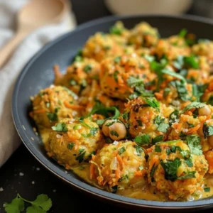 Carrot and Chickpea Balls in Coconut Curry Sauce & Easy to Make