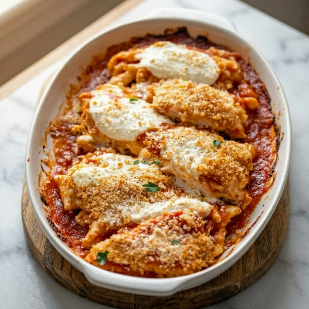 Crispy Chicken Parmesan Casserole