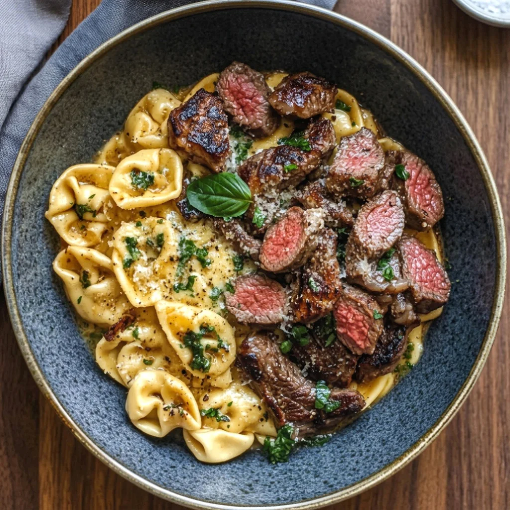 savory garlic steak tortellini