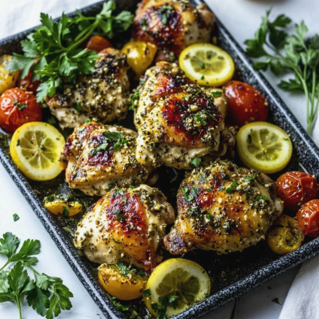 Savory Oven Baked Greek Chicken Thighs