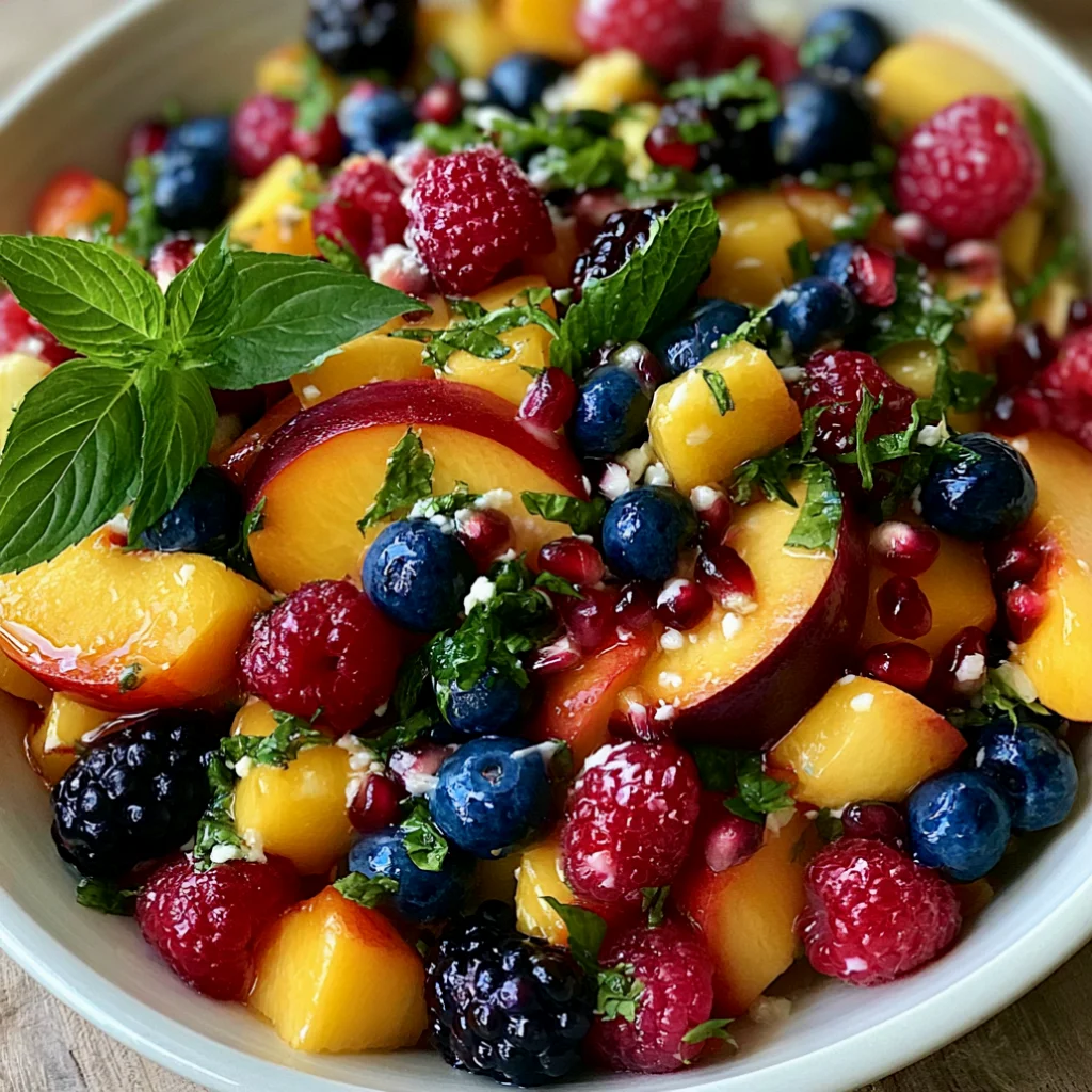 Easy and Delicious Honey Lime Basil Peach Fruit Salad
