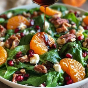 Easy and Delicious Spinach Mandarin Salad with Honey Balsamic